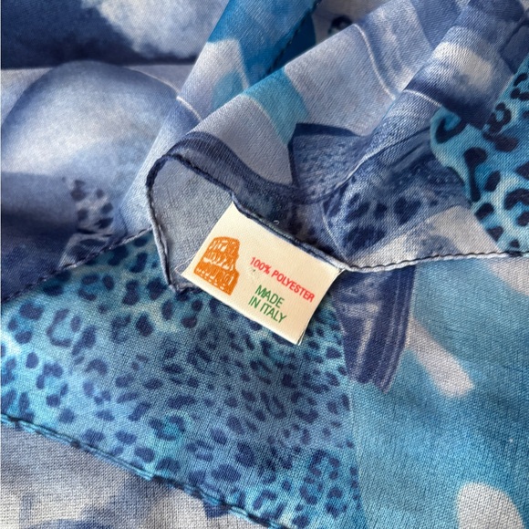 Vintage Blue Cowgirl and Leopard Print Scarf, made in Italy - Picture 7 of 9